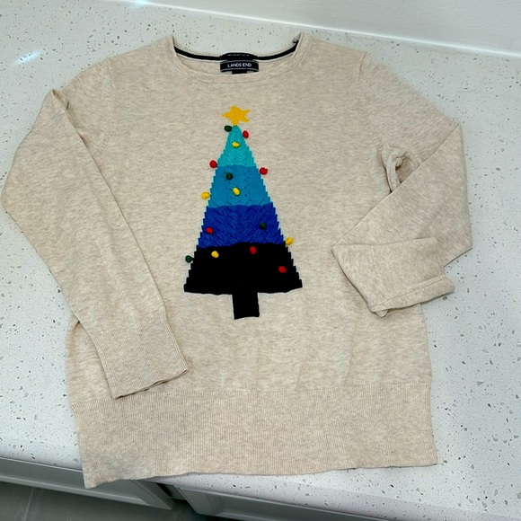 Lands End Women’s Christmas Tree Sweater Size Small Petite - Picture 1 of 3